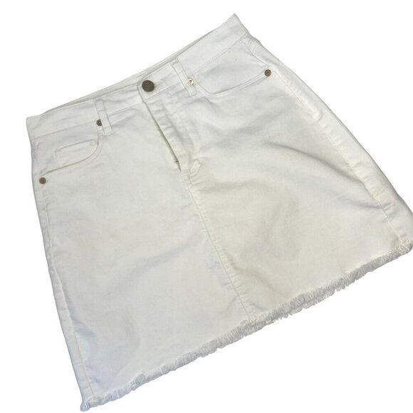 Blank NYC Denim Skirt Raw Hem White Size 27 Mini Skirt The Great White Mini - Picture 1 of 7
